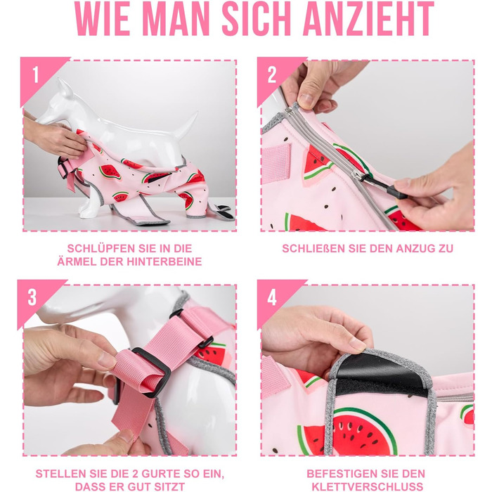 Комбінезон для собак після операції, дихаючий, для захисту задніх лап, рожевий. Підходить для собак маленьких, середніх та великих порід, для кобелів та сук. Розміри: XS (довжина спини 27-32 см, довжина лап 15 см), S (довжина спини 33-38 см, довжина лап 1