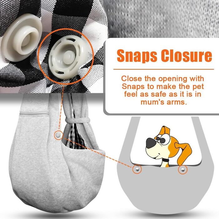 Сумка-кенгуру для собак та котів Tomkas, сірий колір, регульований ремінь, кишеня на блискавці, застібка на кнопку, розмір M