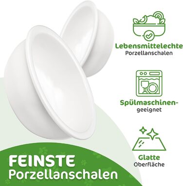 Миска для котів та тварин Giriniwee з бамбукового каркасу, 2 керамічні миски по 400 мл, піднята подвійна миска для кошенят, собак