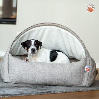 Крісло-печера для собак та котів Sleepy Fox® Premium - Крісло-гніздо, кремове жакардове покриття, розмір Small (65x55x40 см)