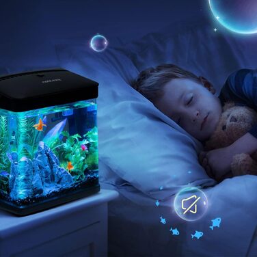 Акваріум Nobleza Nano 7 л з LED-підсвіткою та фільтром, чорний, для тропічних риб
