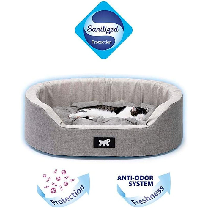 Крісло-ліжко для собак Ferplast - м'яке ліжко для маленьких собак з антибактеріальним захистом, бавовна, 45 x 35 x 13 см, сірий колір