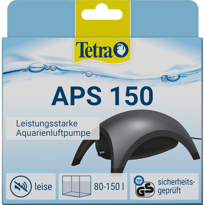 Tetra APS 150 тиха мембранна повітряна помпа для акваріума 80-150 л, чорна