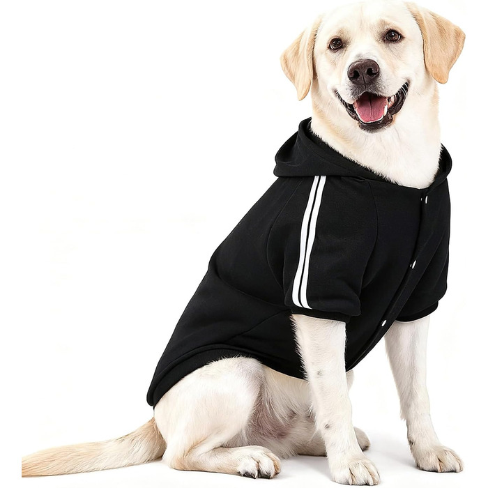 Теплий собачий пуловер NAMSAN для великих собак: зимовий одяг, худі з кнопками (6XL, чорний)