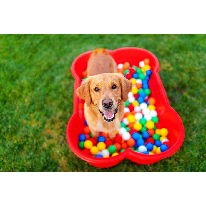Стійкий басейн для собак DogsLand XXL 120x25x80 см, червоний, у формі кістки, для малих і великих порід, для саду та балкону, нейлоновий, міцний, стійкий до подряпин