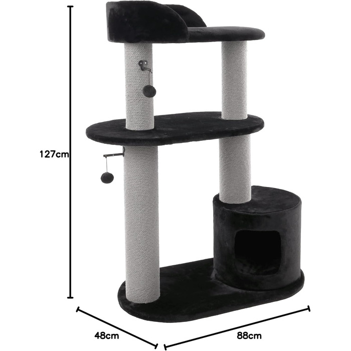 Дряпка для котів Flamingo – коричнева, 78 x 49,5 x 121 см – велика з платформами та прихованими місцями