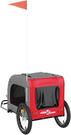 Причіп для велосипеда з собаками, червоний та сірий, Oxford-Gewebe та залізо, для собак та котів LH13839