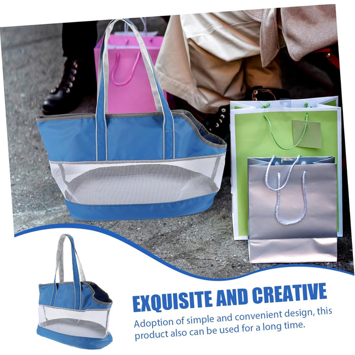 Транспортна сумка для котів POPETPOP з кишенькою-холодильником, нейлон, блакитна