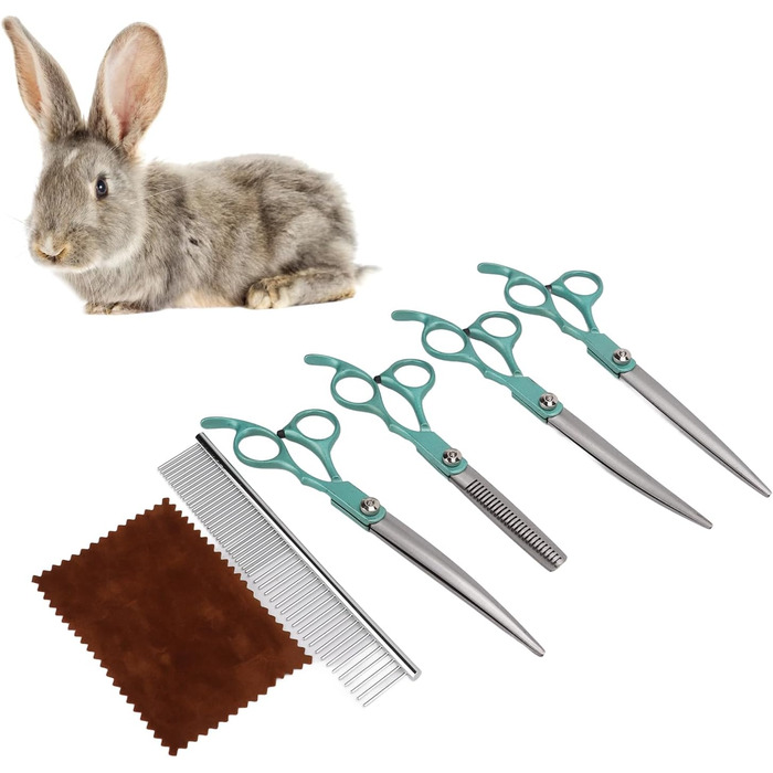 Набір ножиць для грумінгу домашніх тварин TOPINCN з нержавіючої сталі, 7 дюймів, для собак, котів, кроликів