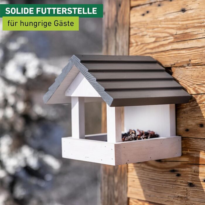 Годівниця для птахів Windhager Feldberg з дерева (сосна) | Стиль Landhaus | Містка, на три сторони, стійка до погодних умов | 20,50 x 21 x 23,50 см