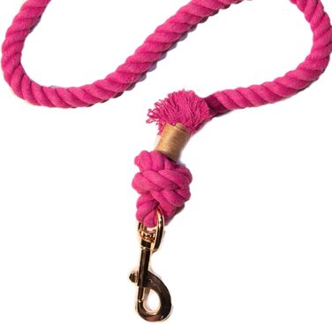 Світловідбивний повідець для собак Glow Pups Rosa 1,5 м, ручна робота, бавовна, Boho-Chic, для малих, середніх і великих порід, 360° карабін, D-кільце, рожевий