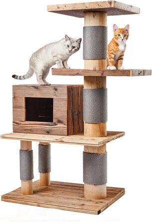 Кігтеточка для котів CanadianCat Woody - дерев'яний комплекс для лазіння | 70 x 45 x 117 см | вологостійка, для вулиці