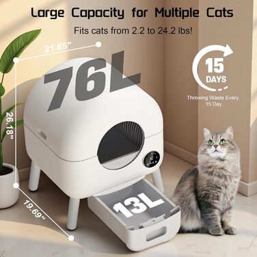 Автоматичний лоток для котів Katzenklo Selbstreinigend, 65л, XXL, з контролем через додаток, для 2+ котів