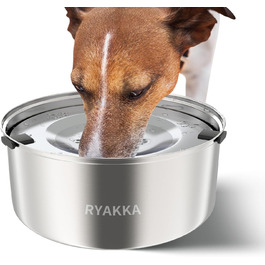 Миска для води для собак RYAKKA 3 л, нержавіюча сталь, проти розбризкування, не ковзає, автоматичний поїльник для домашніх тварин