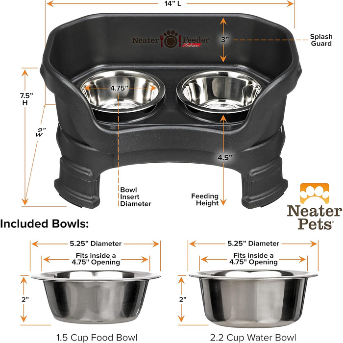Автогодівниця для домашніх тварин NEATER PET BRANDS Feeder-Deluxe з подовжувачами ніжок, маленька, чорна