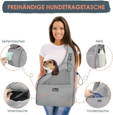 Транспортувальна сумка для собак Nasjac: зручна та легка переноска для цуценят та собак до 7 кг (сіра)