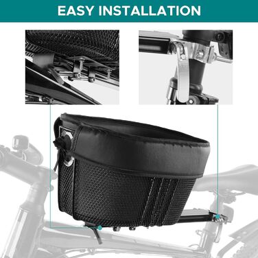 Складаний кошик для собак, м'який велотримач, знімний передній кошик, велотримач для котів та собак (чорний)