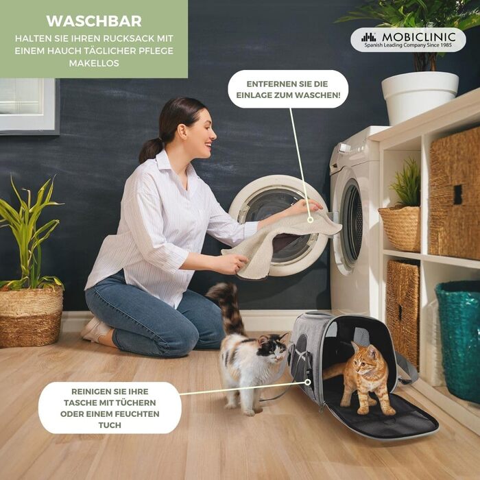 Рюкзак-переноска для котів та собак Mobiclinic® Pets, складаний, з вентиляцією, з підсібником та сумкою, багатофункціональний, регульований, 37x29x37x5 см