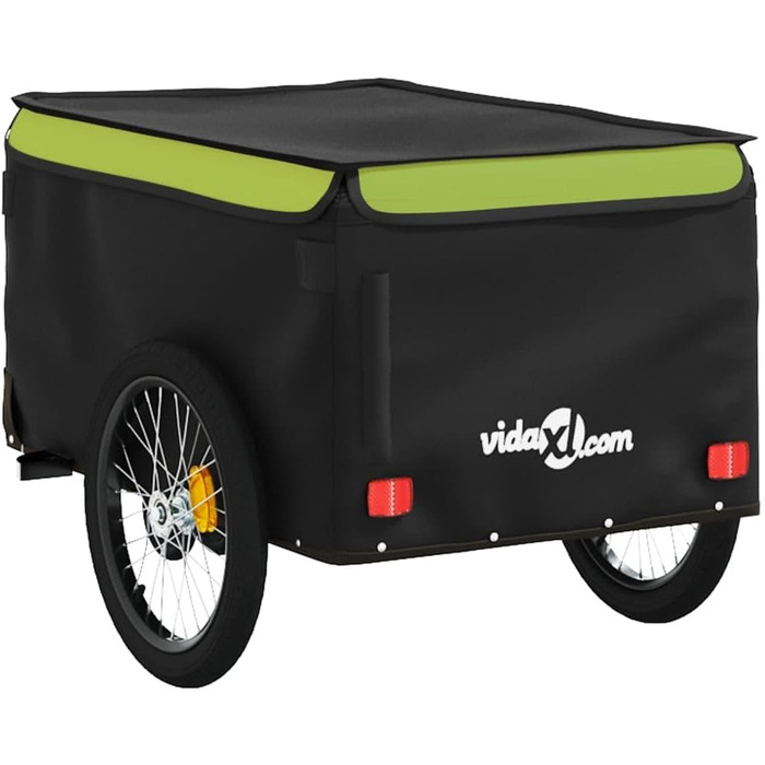 Причіп для собак, вантажний причіп для тварин, велосипедний причіп чорного та зеленого кольору (30 кг, залізо). Для покупок, відпочинку, велопоїздок. Швидка установка.