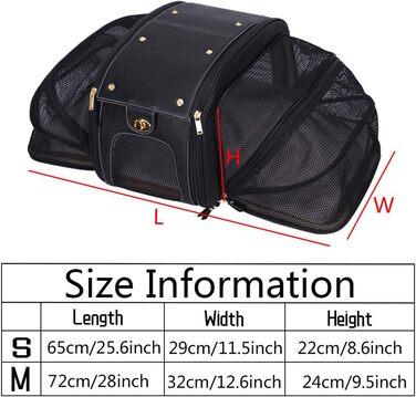 Сумка-переноска для собак та котів PetsHome, чорна, Premium-Nylon, водонепроникна, складна