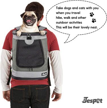 Рюкзак для домашніх тварин JESPET & GOOPAWS, м'який, для малих собак і цуценят, димчасто-сірий, для подорожей, прогулянок, туризму та активного відпочинку