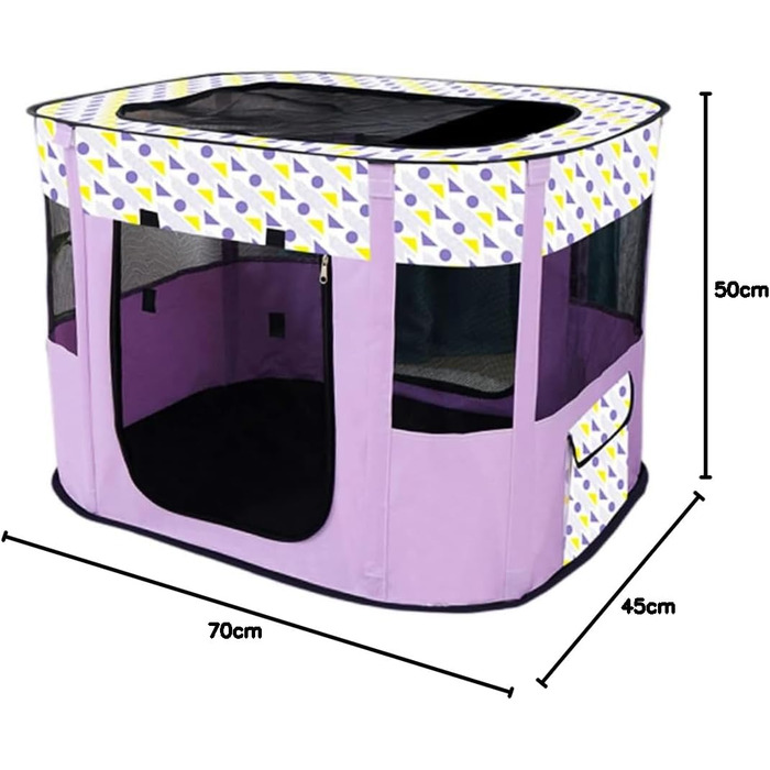 Клітка для собак та котів, переносна будка, загон, портативна клітка для тварин, 70x50 см, фіолетовий