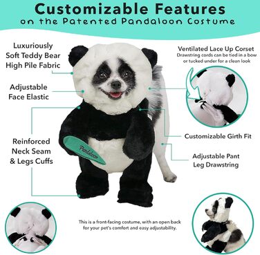Костюм на Хелловін для собак Pandaloon, панда, розмір 4 (50,8–58,4 см), з руками