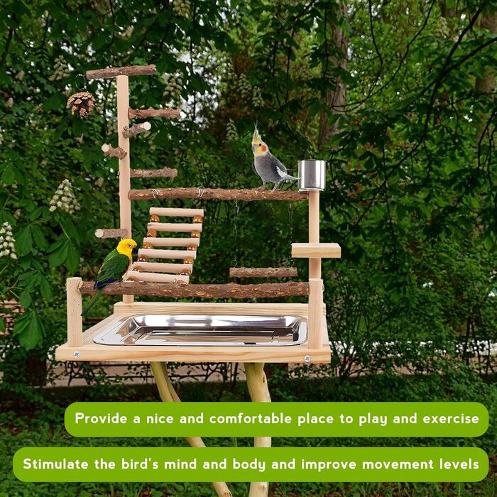 Ігровий майданчик для птахів з годівницями та підставкою, тренажер для папуг, колібрі, хвилястих поніків, ара