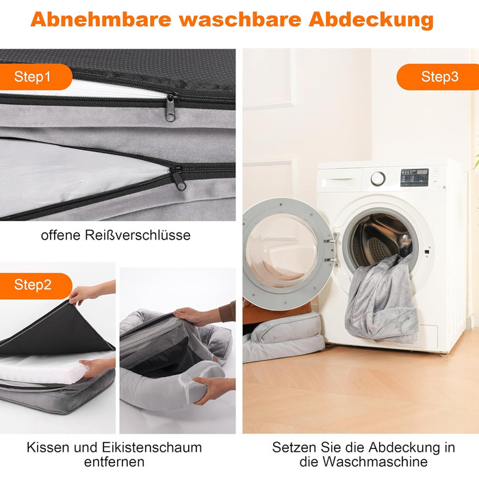 Ортопедичне ліжко для собак великих порід, ергономічне диван-лежанка з піною у формі ковчега, водонепроникне, неслизьке ліжко для собак 89x63 см, світло-сірий (світло-сірий, Д 89 x Ш 63 x В 17 см)