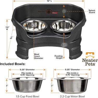 Автогодівниця для домашніх тварин NEATER PET BRANDS Feeder-Deluxe з подовжувачами ніжок, маленька, чорна