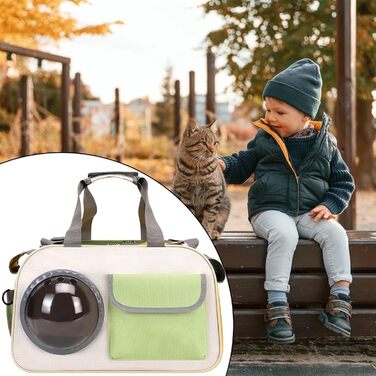 Транспортна сумка для кота Transportbox Katze - складана переноска для кошенят з віконцем, дихаюча сумка-переноска для собак, для подорожей літаком, на природі, кемпінгу, мотоциклі, в авто (зелена)