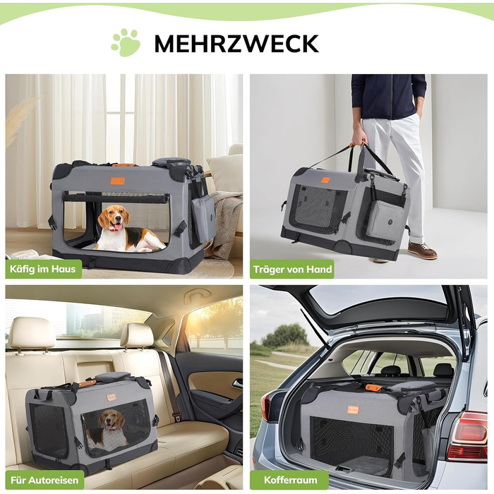 Транспортна переноска для котів та цуценят Morpilot до 7 кг, 70L, сіра