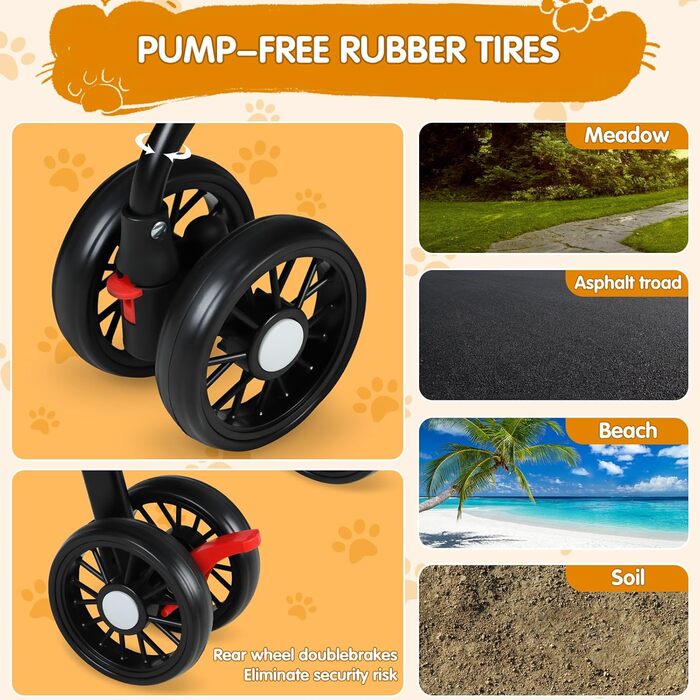 Візок для тварин для маленьких собак і котів, складаний, 4 колеса, легкий, з дихаючим мережем та тримачем для напоїв, чорний