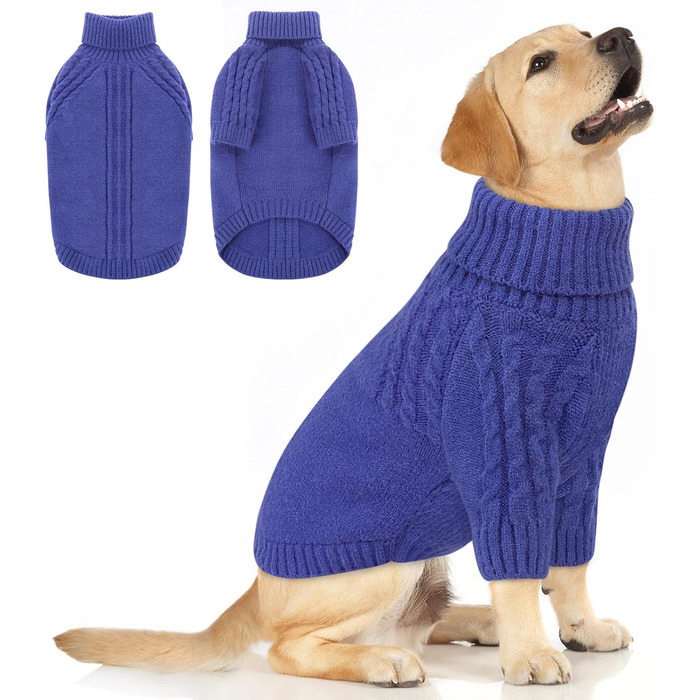 Светр для собак Queenore: теплий, для такс, бульдогів, біглів, шнауцерів (зелений, блакитний, XL)