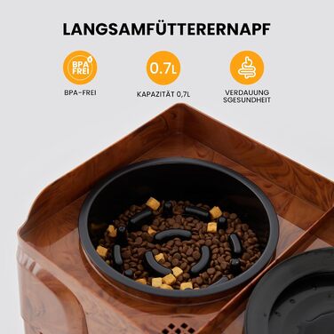 Підвищена годівниця для собак Gardner, 2-в-1: миска для води без розливання та миска для повільного годування з регульованою висотою, 5 рівнів, протиковзна годівниця для середніх та великих собак