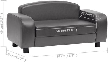 Диван для собаки vidaXL сірий 80x50x40 см штучна шкіра, лежак для тварин