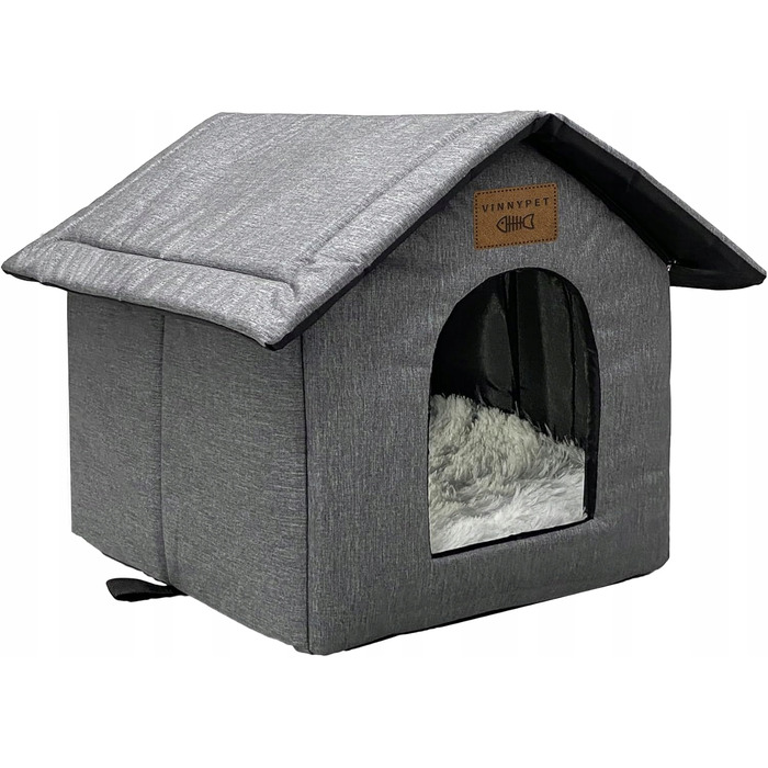 Водонепроникний зимовий будинок для котів на вулицю з подушкою VinnyPet