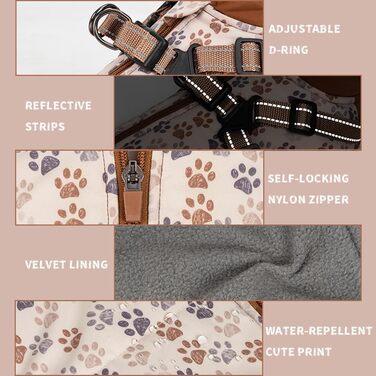 Тепла водонепроникна жилетка для собак з шлейкою, зимова, плюшева, м'яка, коричнева, розмір L