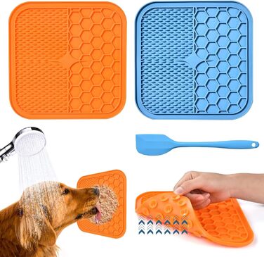 Лежанка-іграшка для собак AiQInu з присосками (2 шт.) з лопаткою, повільна годівниця, килимок для купання та грумінгу