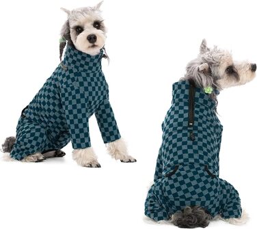 Теплий флісовий зимовий одяг для собак - теплий піжамний комбінезон з коміром для собак маленьких та середніх порід, блакитний (L)