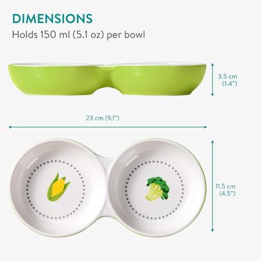 Набір мисок для тварин Navaris: котики, морські свинки, кролики. 2 шт. Кераміка, зелений колір. Підходить для маленьких тварин, гризунів та хом'яків.