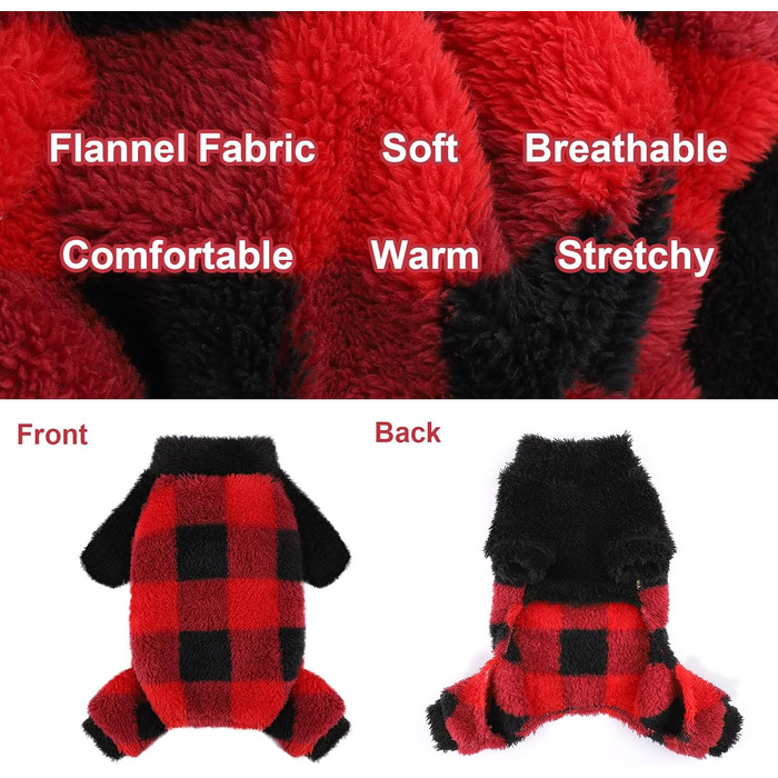 Піжама для собак з коміром-стійкою, флісовий пуловер для собак, зимовий, милий, одяг для маленьких собак, одяг для цуценят, комбінезон для домашніх тварин, чихуахуа, йоркширський тер'єр, одяг для котів (XS, червоний/подорож, однотонний (Getaway Solids), M