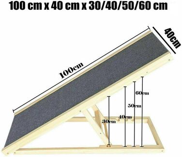 Сходинки для собак, складані, 100 см, регульована висота, дерев'яна рампа для собак, для дивана, авто, ліжка, з антиковзким покриттям