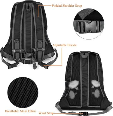 Рюкзак-переноска для собак та котів EATAN - дихаючий, водонепроникний, регульований (M, чорний), VFFG4656