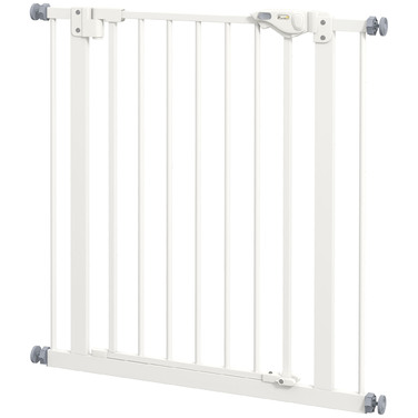 PawHut Door Gate Gate, Шлагбаум, 74-80 см, Сходові ворота для домашньої тварини, Ворота для собаки, Захисні ворота без свердління, Метал, Пластик, Білий | Аосом