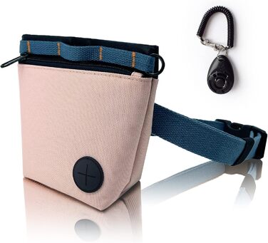 Сумка для ласощів для собак з клікером для дресирування, набір для дресирування собак, магнітна застібка, навчання без рук (Рожевий)