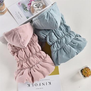 Теплий зимовий одяг для собак - флісовий жилет з капюшоном для цуценят, дрібних порід (Чихуахуа, Йоркширський тер'єр) - рожевий, XS, X-Small, блакитний