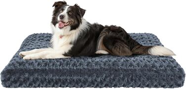 М'яке ортопедичне ліжко для собак Homaxy, великих порід, 89x59x8 см, темно-сірий колір, з антиковзною основою, миється