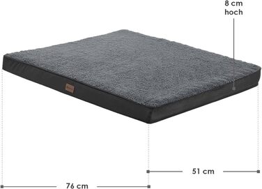 Ортопедичне ліжко для собак Juskys Milow 76x51 см, м'яке, міцне, знімний і праний чохол, сіре, лежак для малих собак