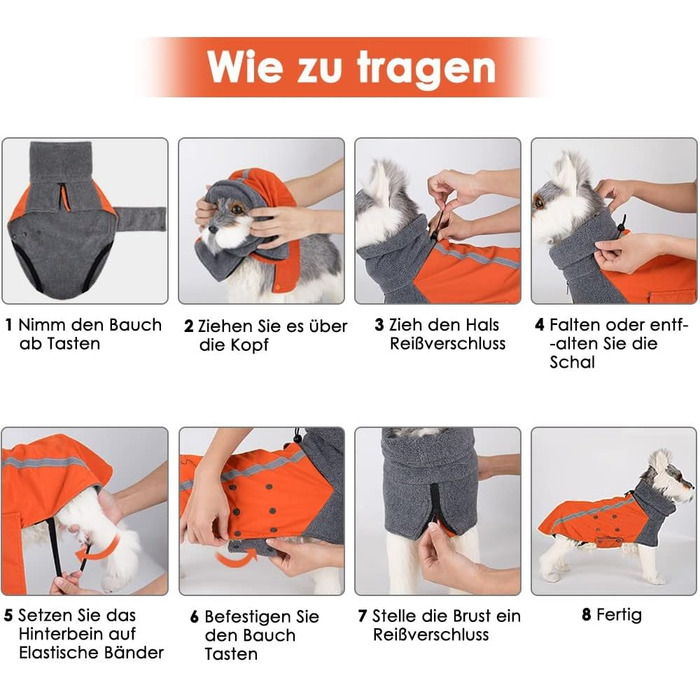 Зимова куртка для собак SlowTon з нашийником-гетром, світловідбиваючими смугами, регулюванням, водонепроникна, вітронепроникна, для цуценят, м'яка, червона, розмір L+